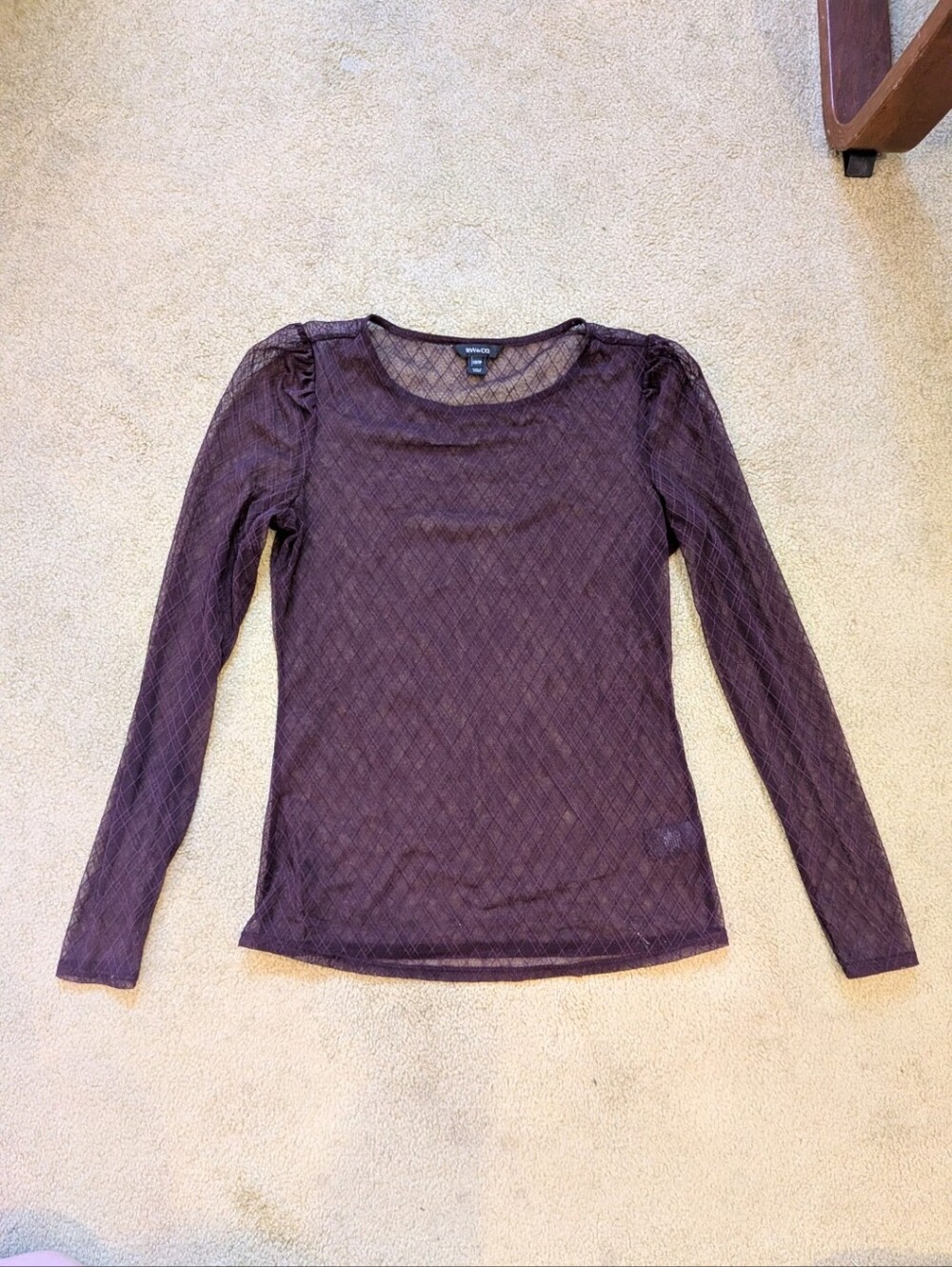 RW&CO. Purple Long Sleeve Mesh Top